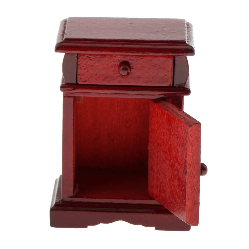 

1/12 Scale Dollhouse Mahogany Nightstand Wooden Dollhouse Parts DIY Assembly