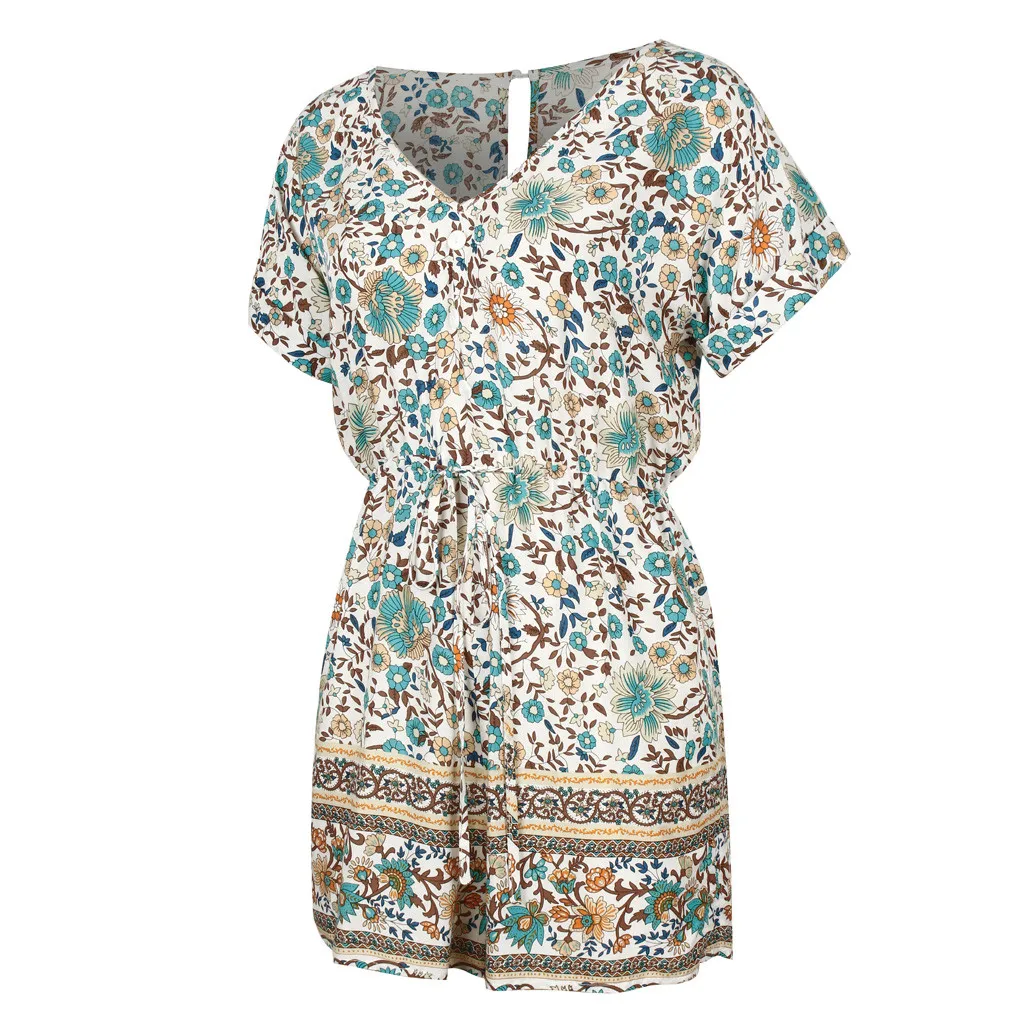 Женские комбинезоны с V-образным вырезом Летние повседневные боди коротким