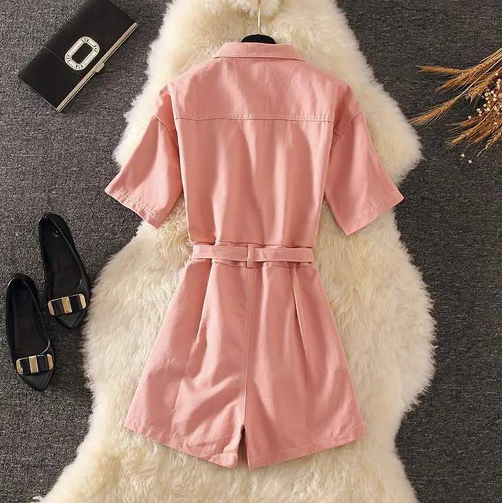 Джинсовый комбинезон женский короткий джинсовый с карманами дизайнерская