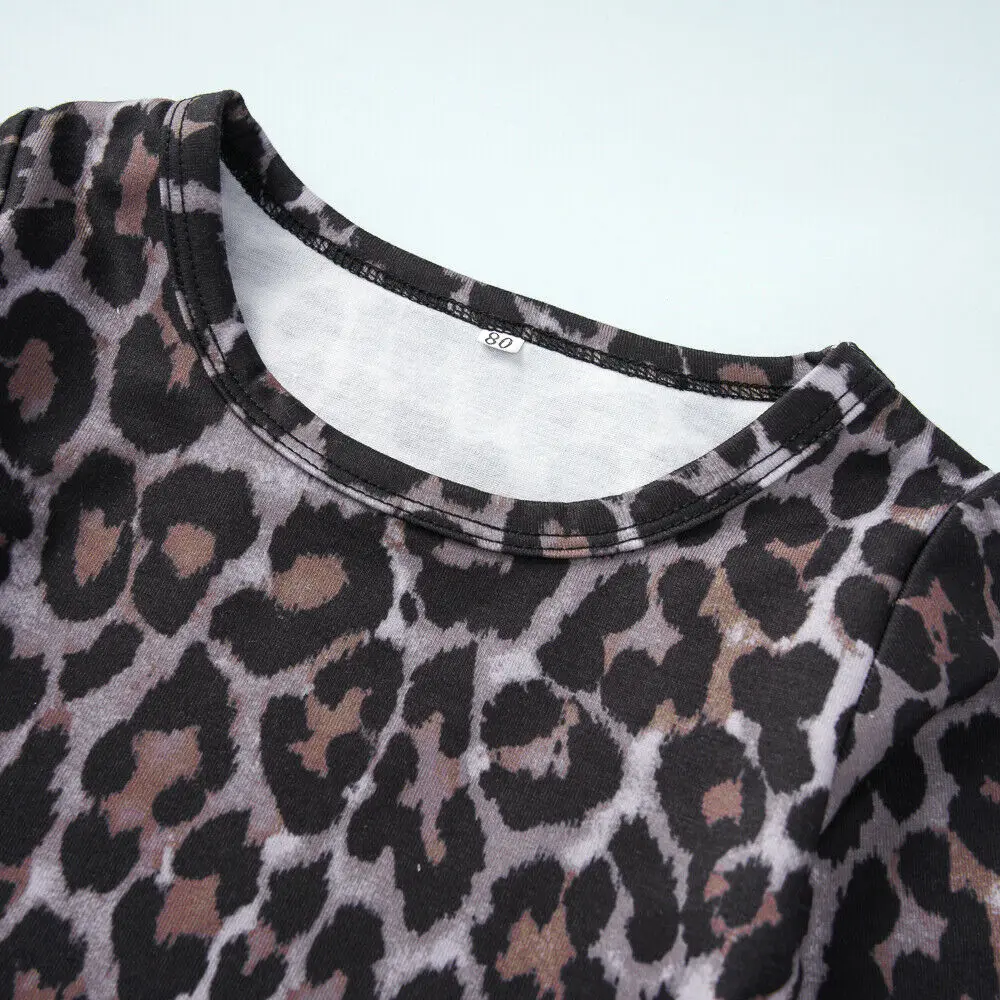 Комплект одежды из 2 предметов для маленьких девочек Футболка с леопардовым