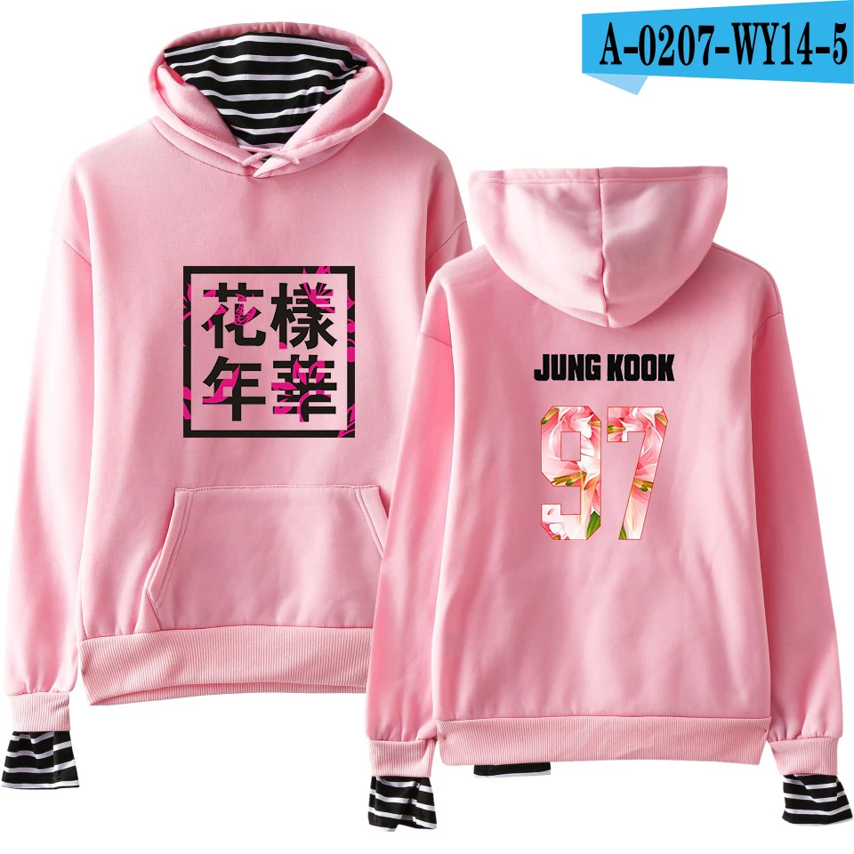 pink Bangtan мальчики JUNG KOOK JIN V пуловер кепка хип хоп Kpop Harajuku одежда поддельные две части толстовки кофты для женщин/мужчин kpop - Цвет: pink