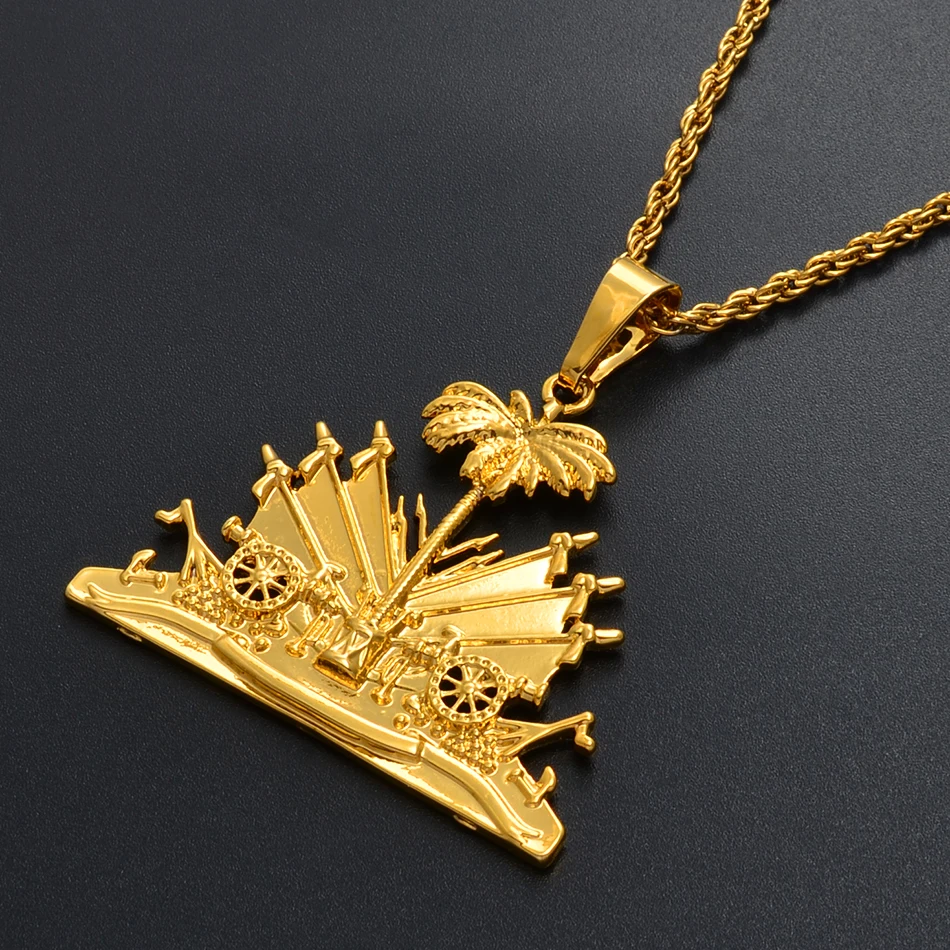 

Anniyo Haiti Pendant and Necklace for Women/Girls,Ayiti Items Gold Color Jewelry Gifts of Haiti #068506