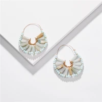 boho statement earring bijoux fashion jewelry handmade bohemian natural stone glass big hoop earrings for women