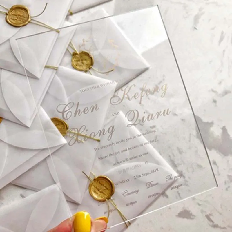 

1pcs Customized Acrylic Wedding Invitations Marriage Sen Network Red Invitation Wedding Invitation Card Creative Hot Stamping