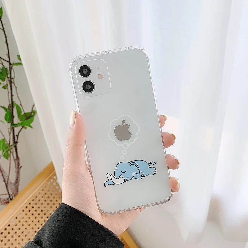 otterbox symmetry Cartoon Funny rabbit Elephant Phone Case For iphone11pro max 7 8 Plus Xs Xr Max 12Pro max 12 mini bunny Clear backcover funda apple phone case