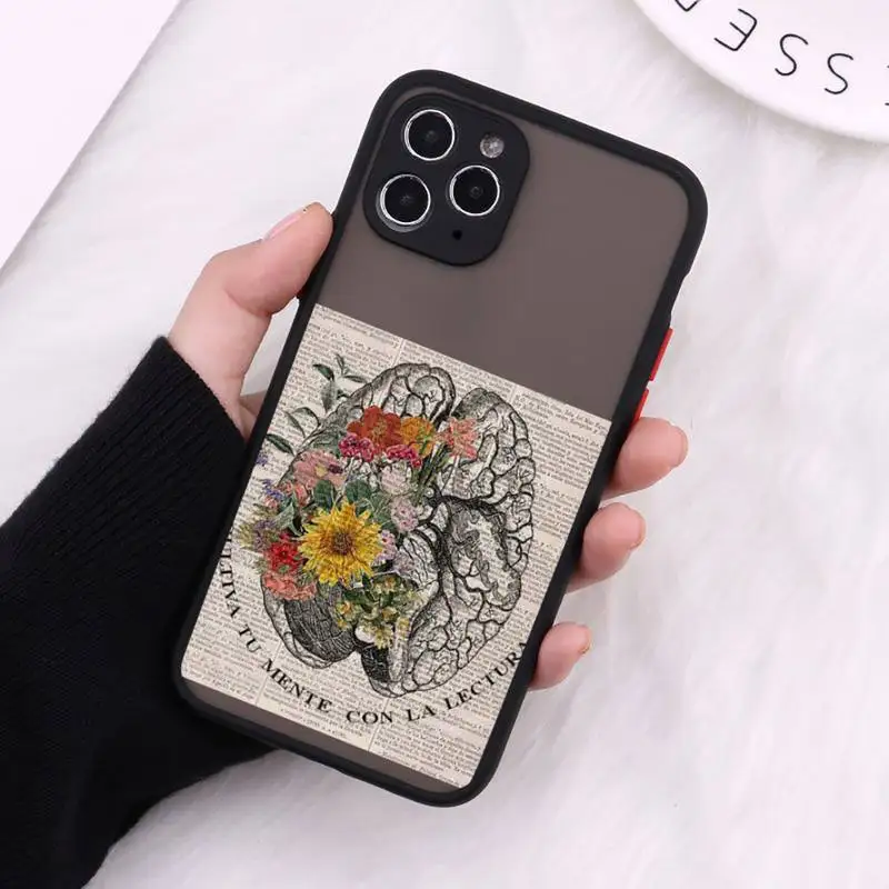 

Human anatomy organ newspaper Phone Case Matte Transparent for iPhone 7 8 11 12 s mini pro X XS XR MAX Plus cover funda