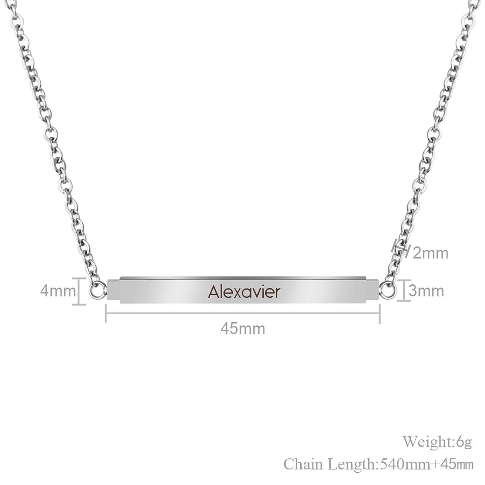 

Stainless Steel Necklace Rectangle Blank Stamping Tags necklace 3 color 50cm(19 5/8") long Fashion DIY Text Gifts, 1 Piece