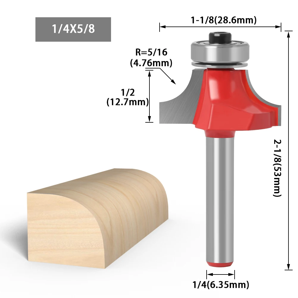 Концевая фреза с хвостовиком 1/4 и 6 мм круглой головкой подшипником для