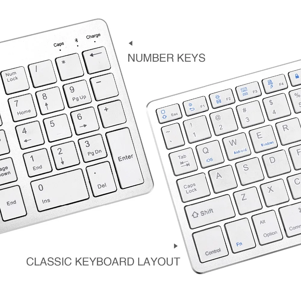 Zienstar ультра тонкая стандартная Bluetooth клавиатура для IPAD, MACBOOK, ноутбука, компьютера и планшета, перезаряжаемая литиевая батарея