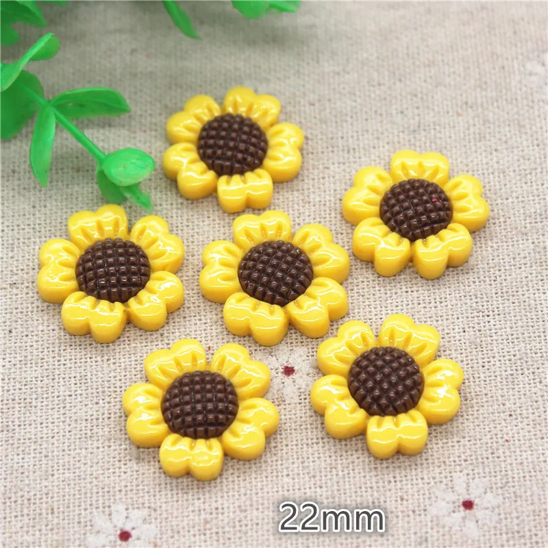 

20pcs 22mm Kawaii Resin Sunflower Flatback Cabochon DIY Jewelry/Phone/Craft Home Decoration Accessories