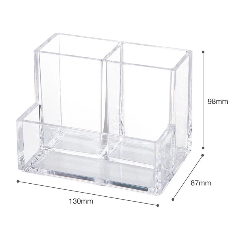 

New Style Acrylic Transparent Pen Holder Box Desktop Organizer Box Container For Office Desktop Accessories