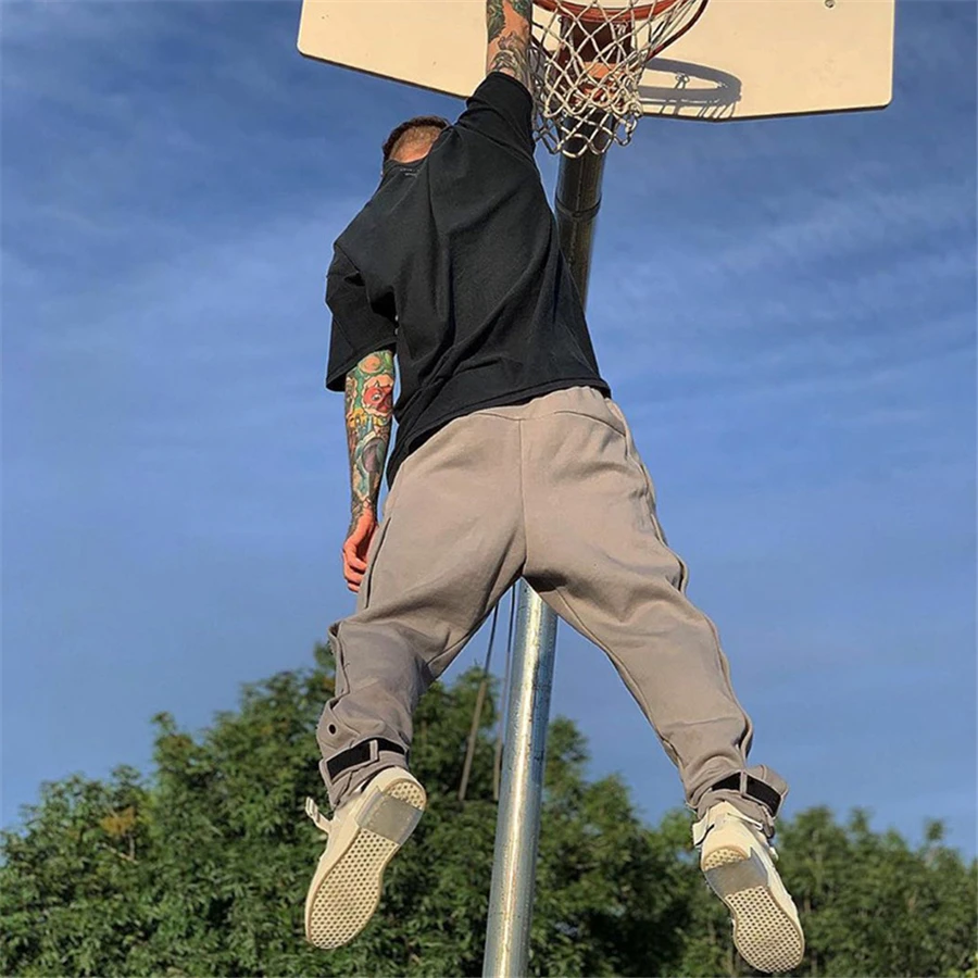 Штаны для бега в стиле хип-хоп 2021 модные штаны на пуговицах тренировочные