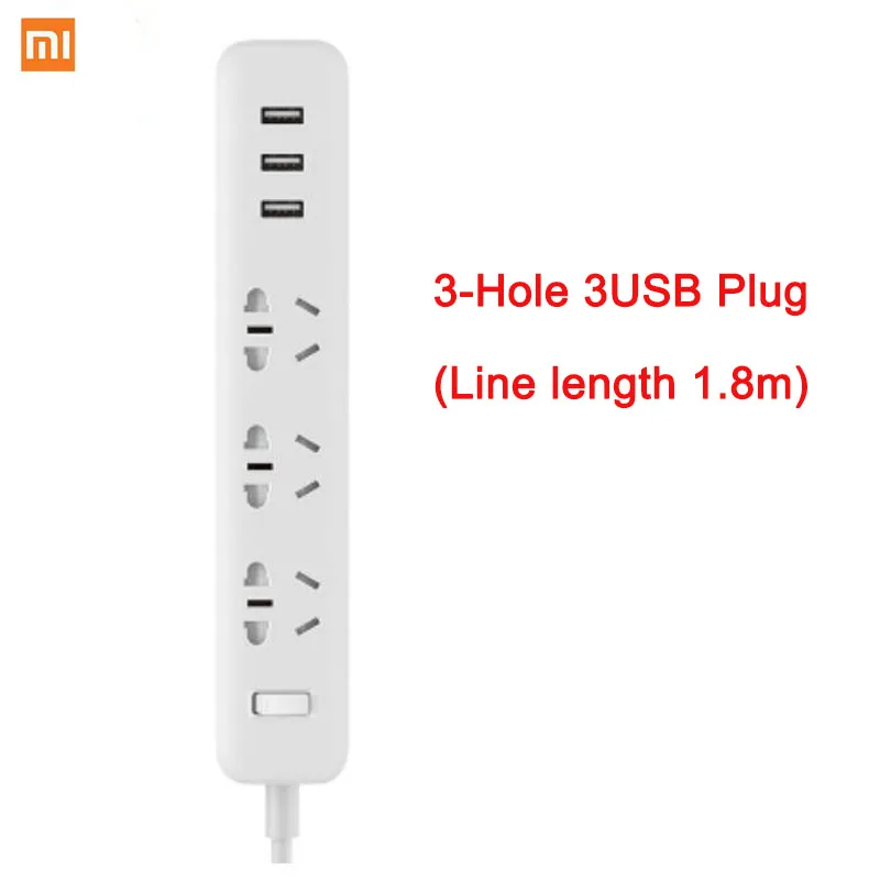 3-Hole 3USB(white) Xiao mi силовая лента 2.1A Быстрая зарядка 3 USB удлинительная розетка 6 розеток адаптер США Великобритания ЕС AU mi силовая полоса - Цвет: 3-Hole 3USB(white)