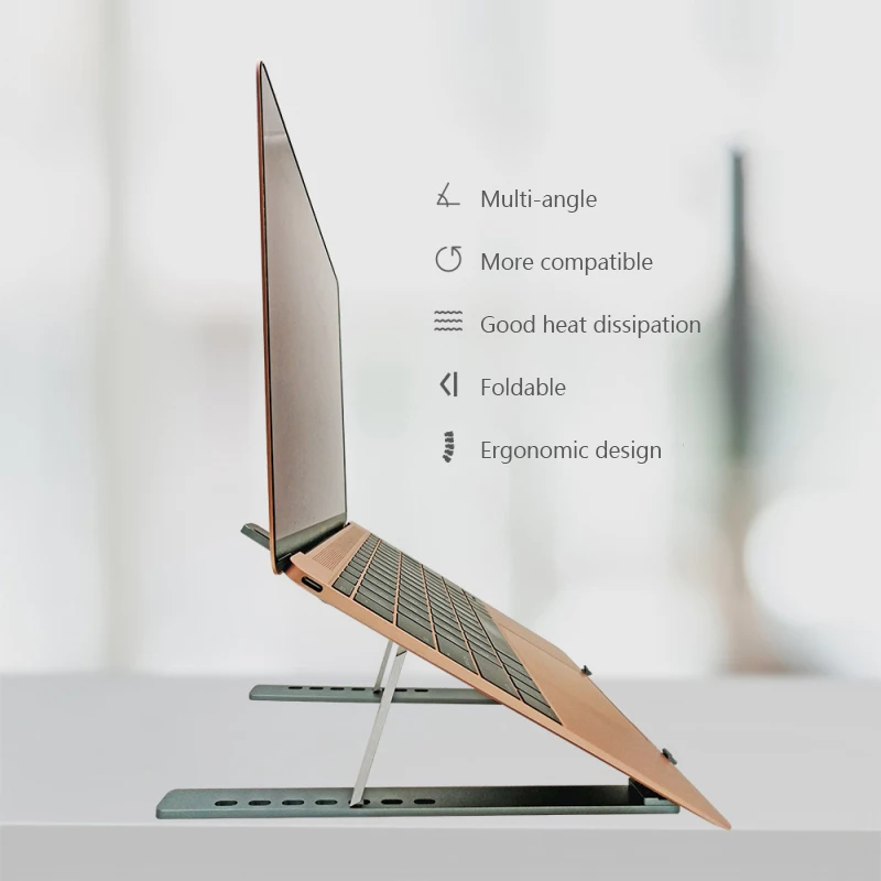 

Desktop Holder 7-speed Height Adjustment Hollow Bottom Heat Dissipation Foldable Stand Aluminum Alloy Portable Adjustable