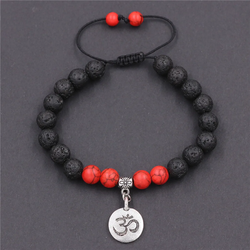 DGW подвеска Ом лавовый рок браслет регулируемые плетеные веревочные браслеты