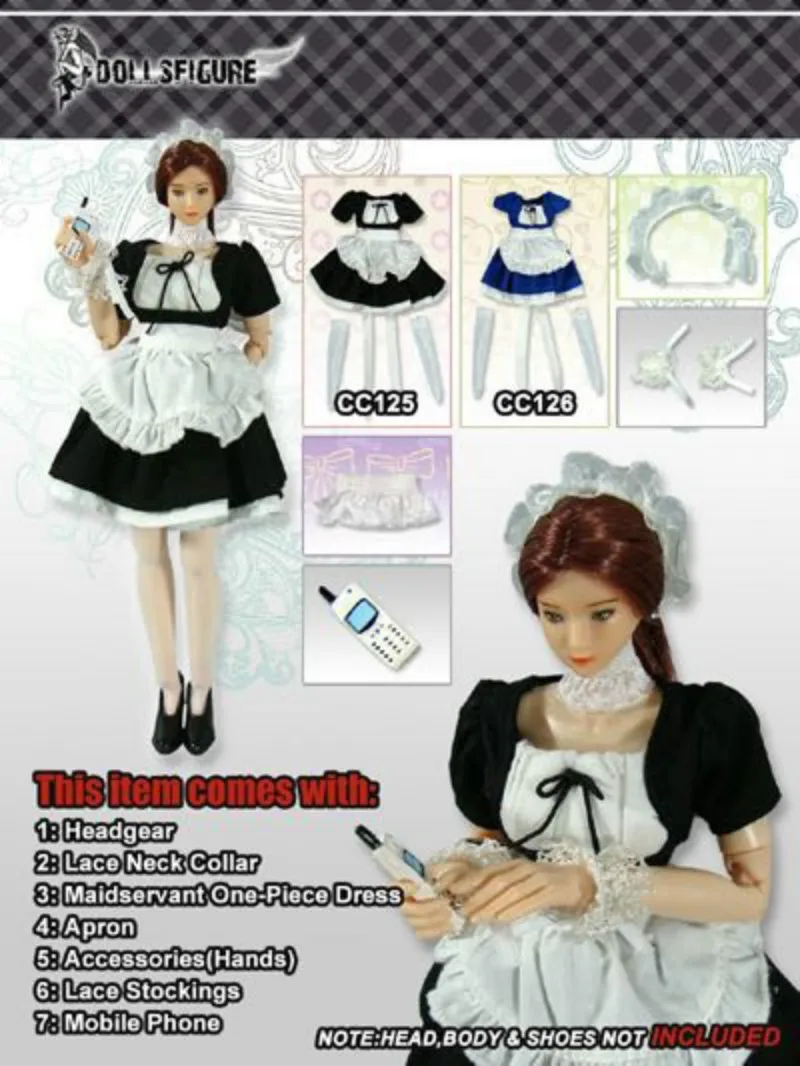 Dollsfigure CC125 CC126 Готический 1/6 сексуальный набор одежды Maidservant-ограниченная серия