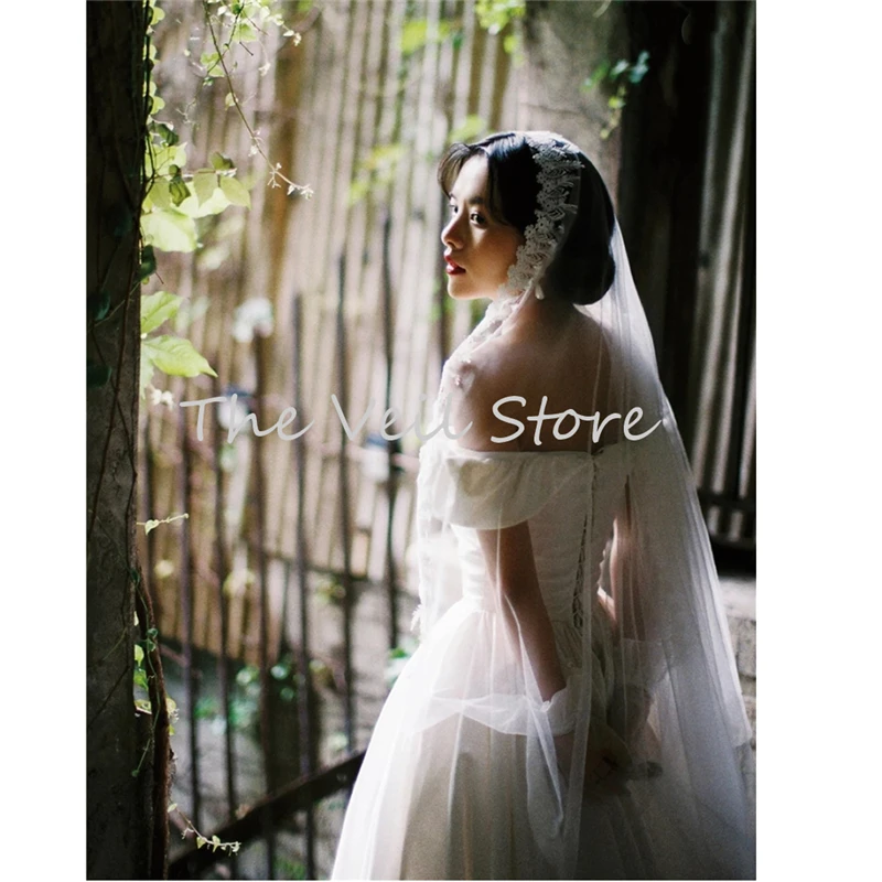 

ISHSY Cathedral Vintage 1950s Bridal Wedding Veils Wedding Accessories for Brides Long Juliet Lace Flowers Veils Ivory 3m 2m New