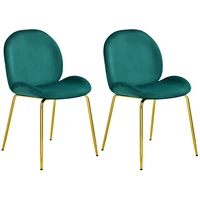 costway set of 2 velvet accent chairs dining side chairs wgold metal legs green hu10051gn 2