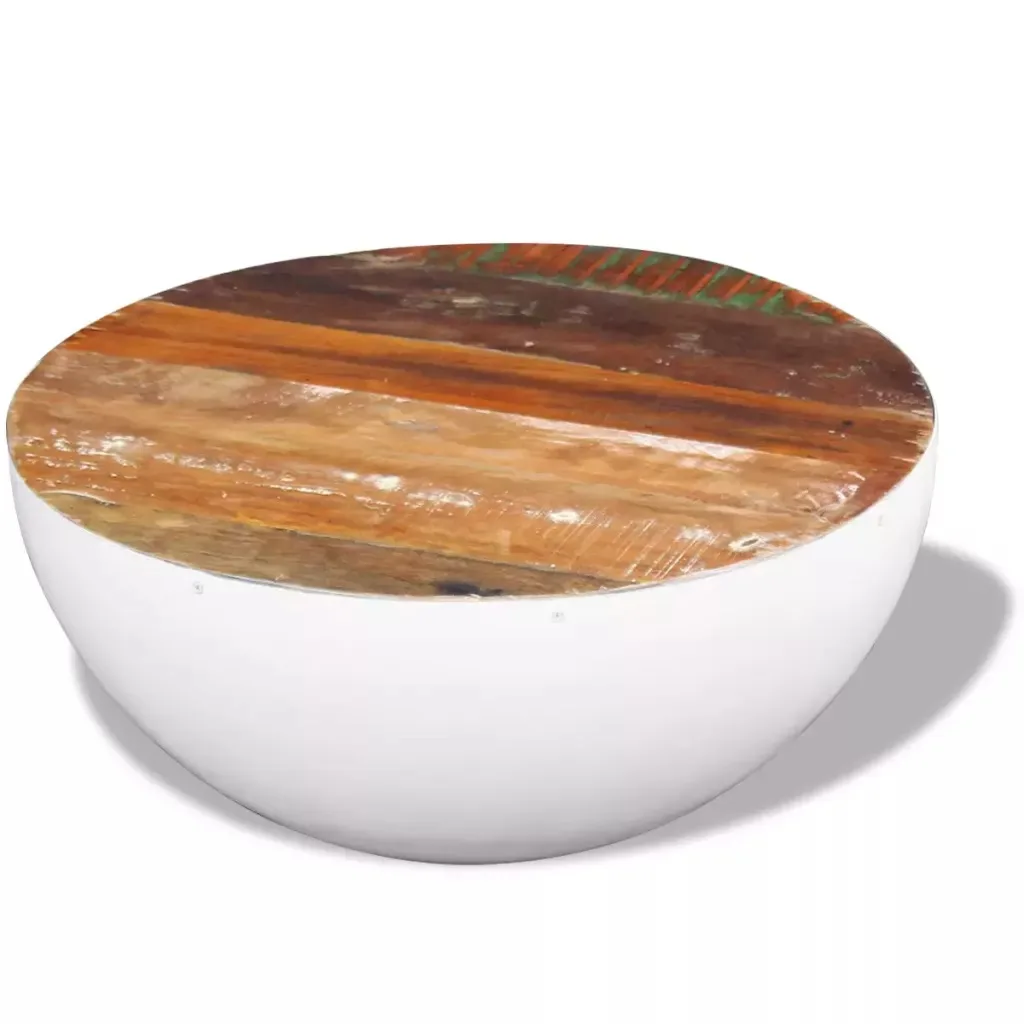 VidaXL журнальный столик в форме чаши из массива регенерированного дерева 60x60x30 см