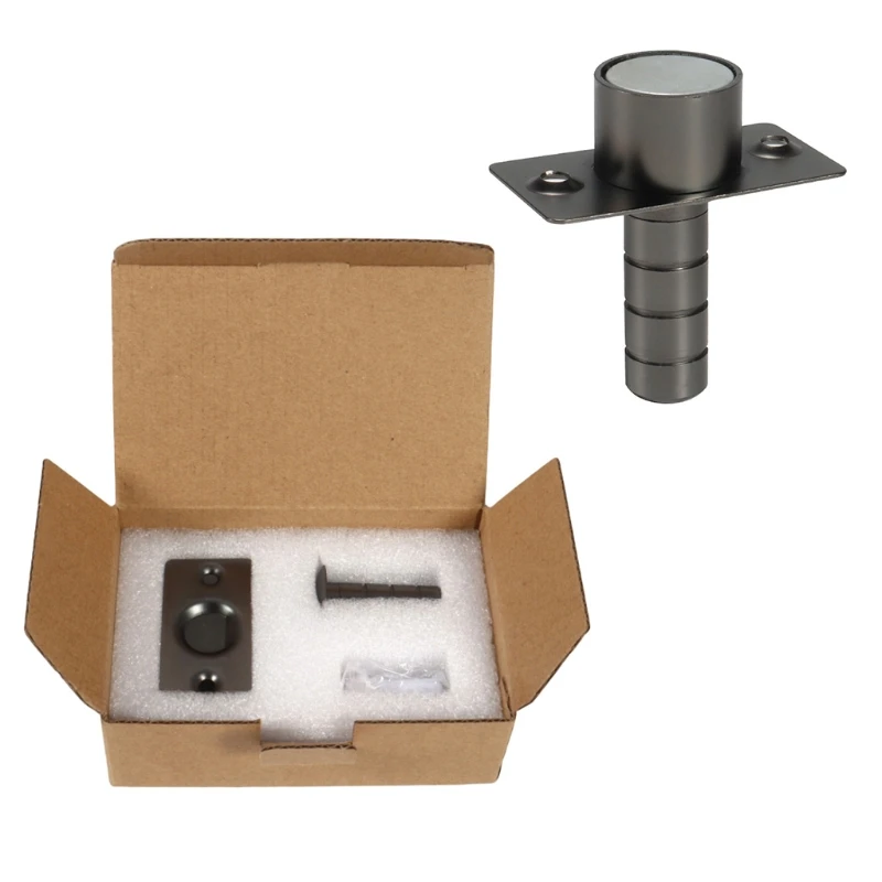 

517A Ultra Thin Invisible Stainless Steel Black Door Stop Magnetic Floor Mount Hidden Automatic Suction Door Stopper Holder