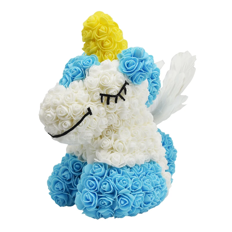 Light Blue Unicorn 1 Горячая Распродажа кролик, собака, панда, единорог, плюшевый медведь, роза, мыльный цветок, искусственная игрушка, рождественские подарки для женщин, подарок на день Святого Валентина - Цвет: Light Blue Unicorn 1