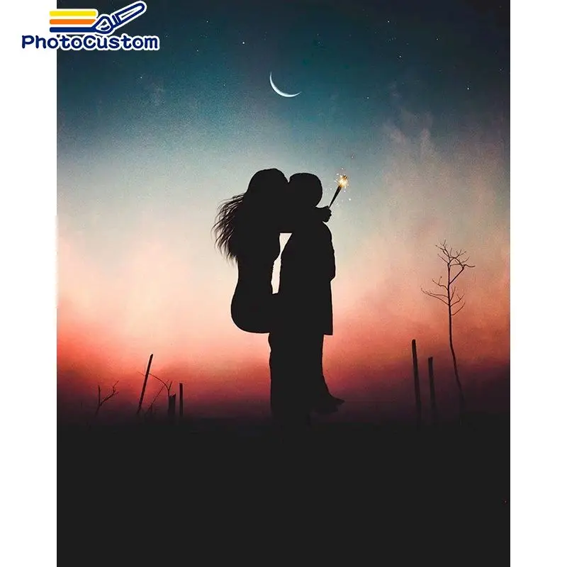 

PhotoCustom Painting By Numbers Figure sunset Kits For Adult Paints Home decor On Canvas Handpainted Art Gift Kits Living room