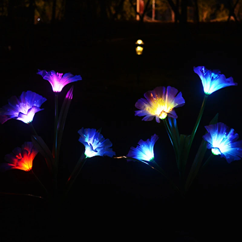 

Solar Garden Light 4 Head Horn Flower LED Solar Flower Decoration Lawn Lamp Colorful Solar Outdoor Waterproof Lawn Lamps