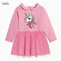little maven kids frocks autumn baby girl clothes brand dress toddler gift casual cotton unicorn print dress for kids 2 7 years