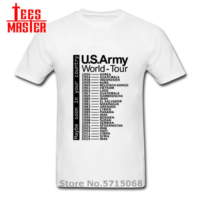 Армии США World Tour футболки человек футболка 2020 Забавный дизайн в стили милитари