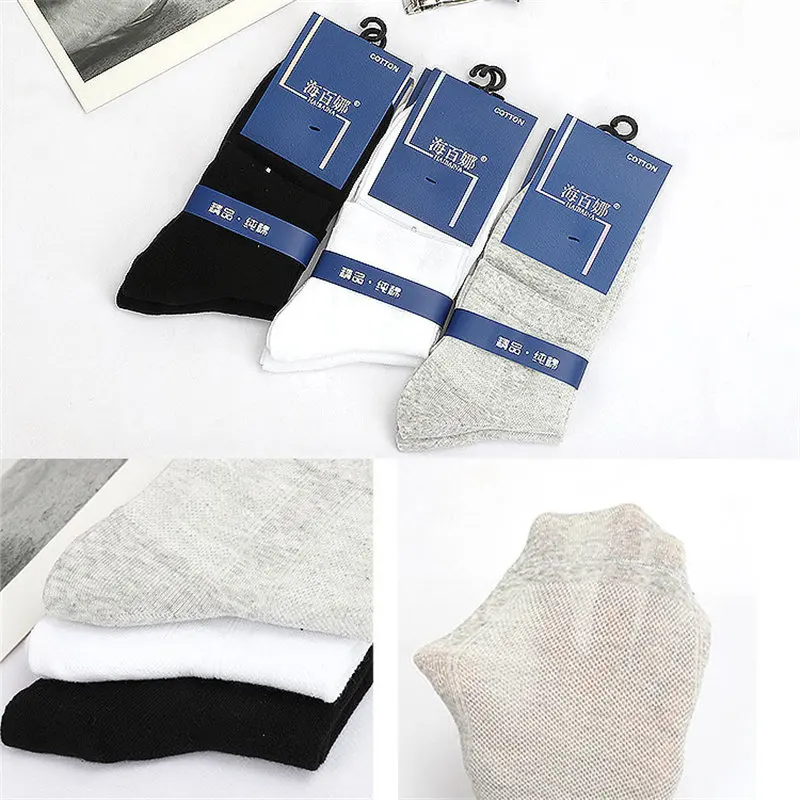 

10 pairs of summer thin mesh flat socks for men business thin cotton socks