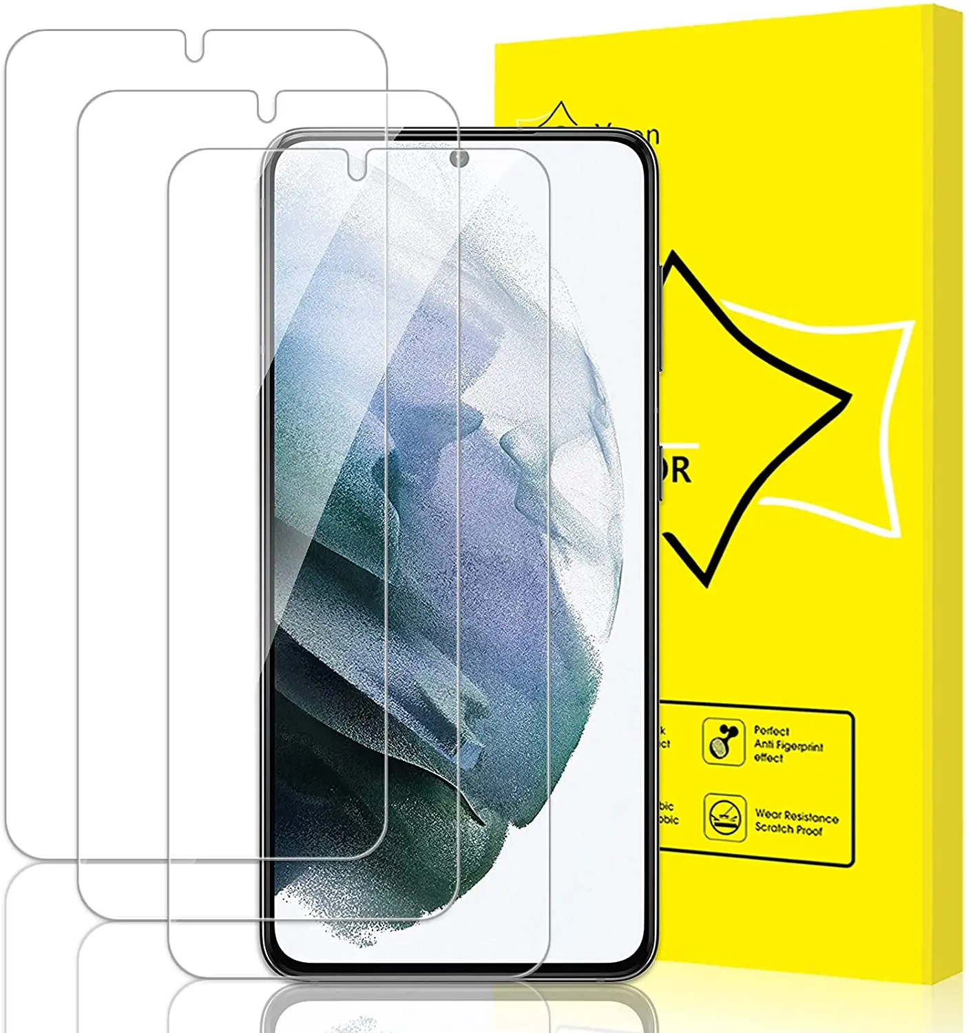 

GiiYoon-3 PACK Защитная пленка для экрана для Samsung Galaxy S21 закаленное стекло [Простая установка] [закругленные края] [устойчивость к царапинам] [9H