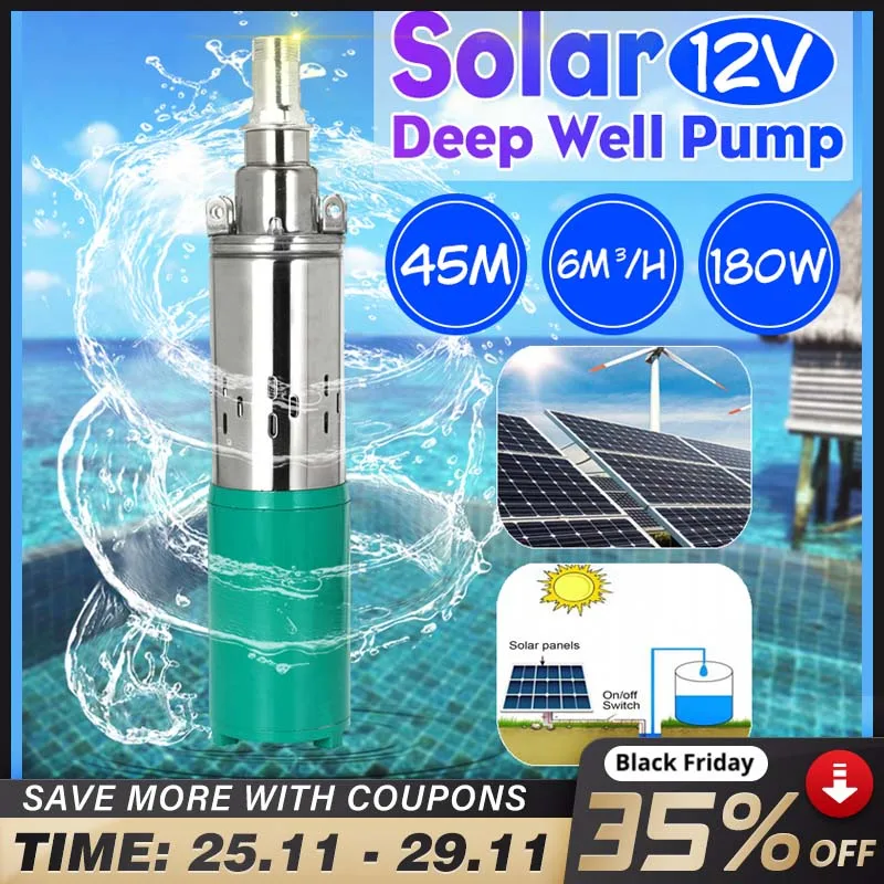 

Погружной насос высокого давления на солнечной батарее, 180 Вт, 12 В/24 В