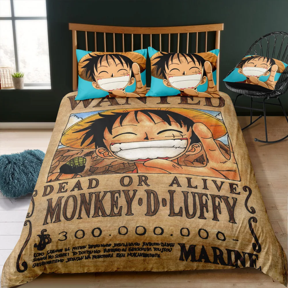 High Quality 3D Printed Duvet Cover with Pillow Bedding Set Japanese Anime One Piece Bed for Kids Adults Bedroom Decor | Дом и сад