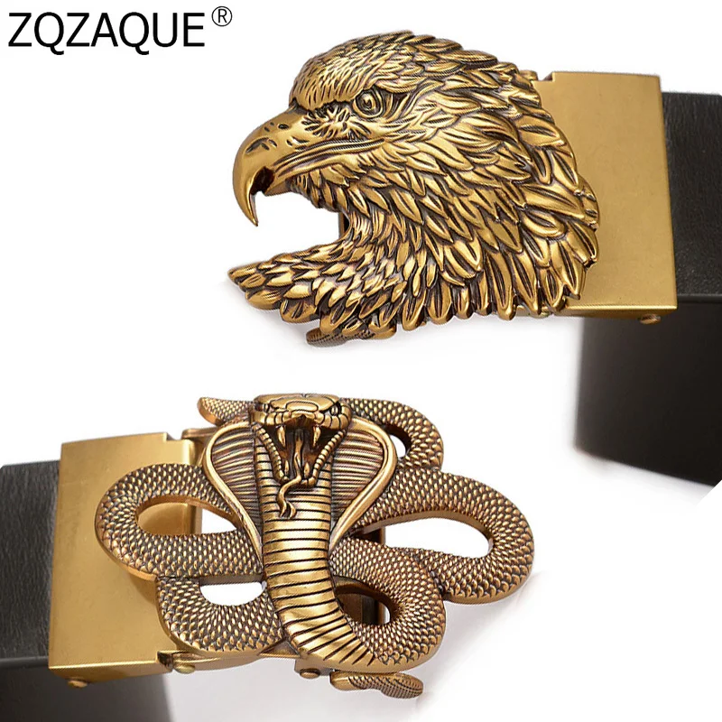 Винтажный роскошный ремень из воловьей кожи с автоматической пряжкой и орлом