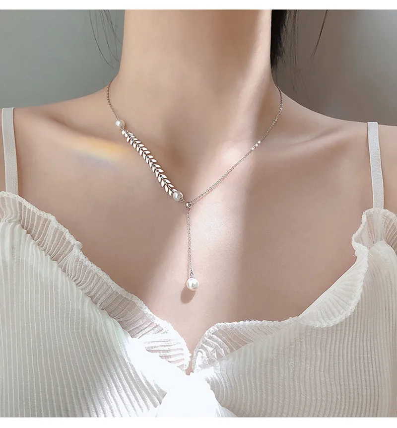 

Double Layer Fashion Fishbone Chain Choker For Women Party Dating Clavicle Necklace Golden Silver Color Jewelry Gift
