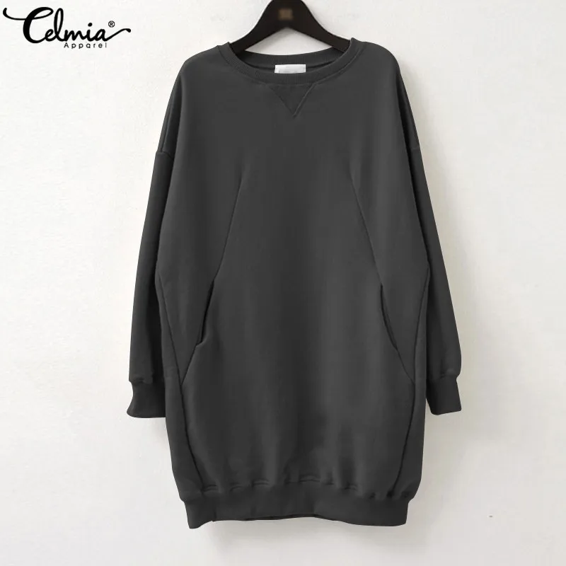 Женские повседневные свитшоты Celmia Осенние Топы большого размера зимние