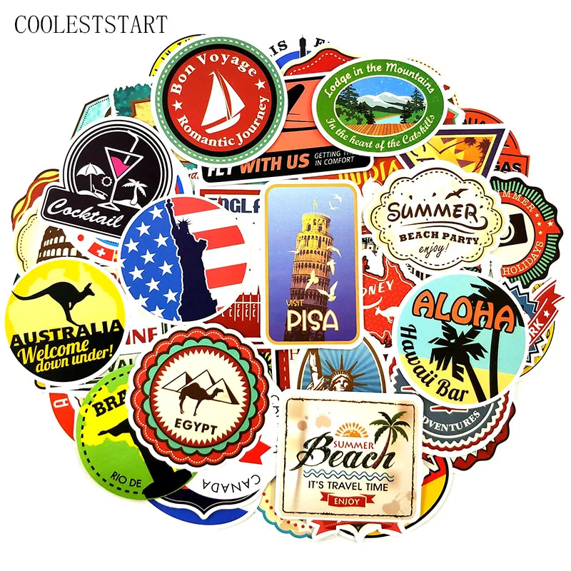 100 шт./упак. Дорожная карта мира граффити Стикеры s для мотоцикла ноутбука чемодан