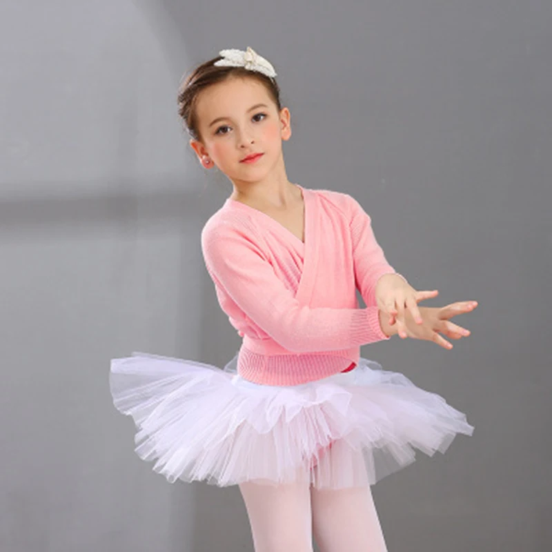 Детская Балетная обертка Swater кардиган для девочек Мягкий Вязаный танцевальный
