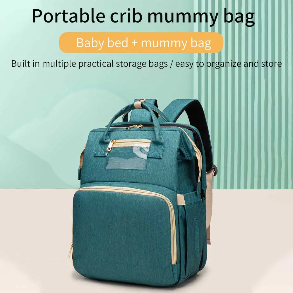 

5 In 1 Crib Travel Bassinet Backpack Mummy With Mattress Infant Diaper Bag Stroller Organizer Baby Bed Foldable Sleeper Portable