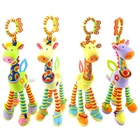 Погремушка Жираф детский из хлопка, с колокольчиком, плюшевый, с животными