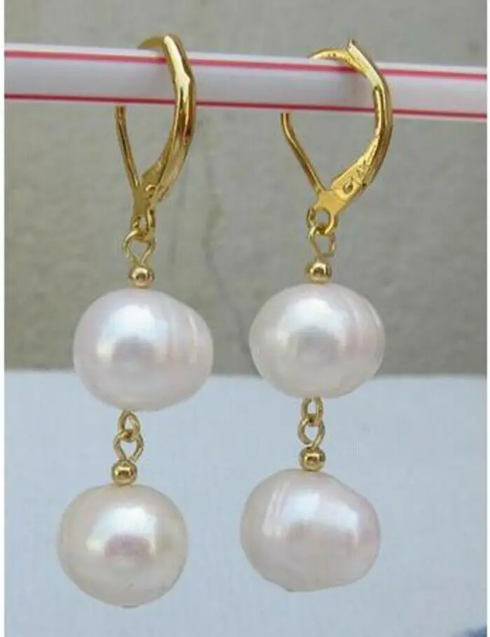 

Beautiful Handmade Natural 10-11mm White Pearl Dangle/Drop Earrings