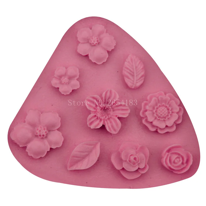 С цветочным принтом и героями мультфильмов листьев силиконовые Fondant (сахарная)