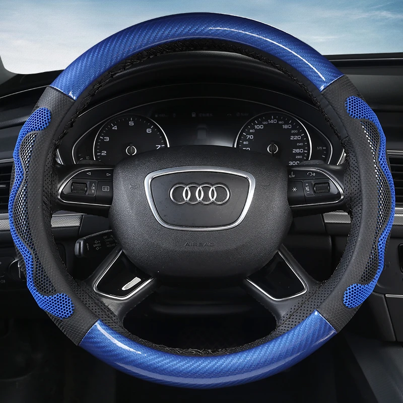 

Car Steering Wheel Cover Carbon Non-Slip 3D Hollowed Pattern Breathable Grip Cover Absorbing Sweat Stable And Safe For BMW