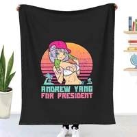 anime girl vaporwave funny andrew yang for president 2020 throw blanket sheets on the bed blankets on the sofa decorative