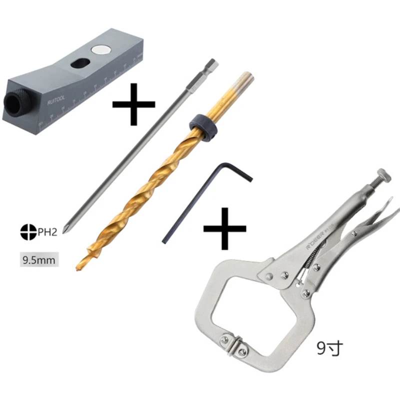 

DIY Woodworking Positioner Punch Locator Wood Dowelling Inclined Pocket Hole Jig Woodworking Drilling Aids Woodworking tools