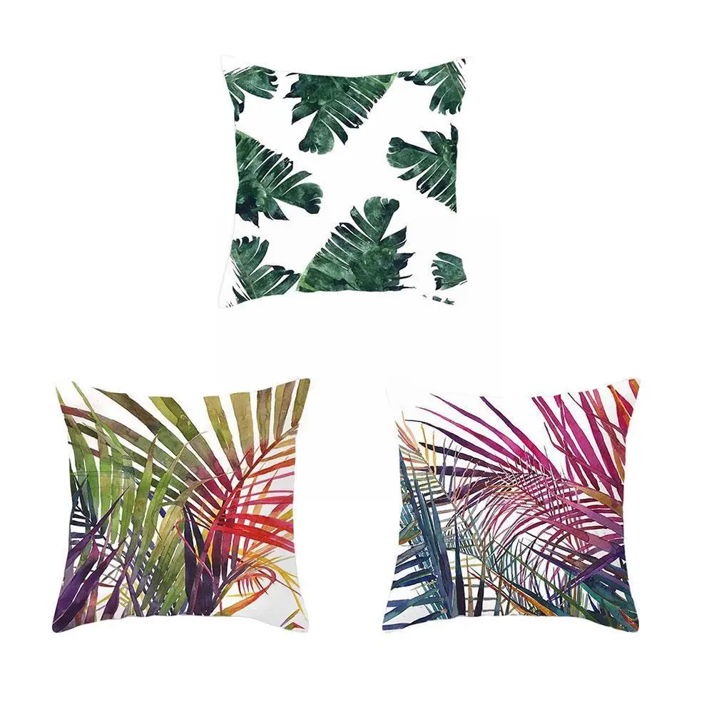 

Tropical Plants Cushion Cover Polyester Green Leaves Pillow Decorative Plant Tropical Cushion Pillowcase Cover Case Throw S9X6