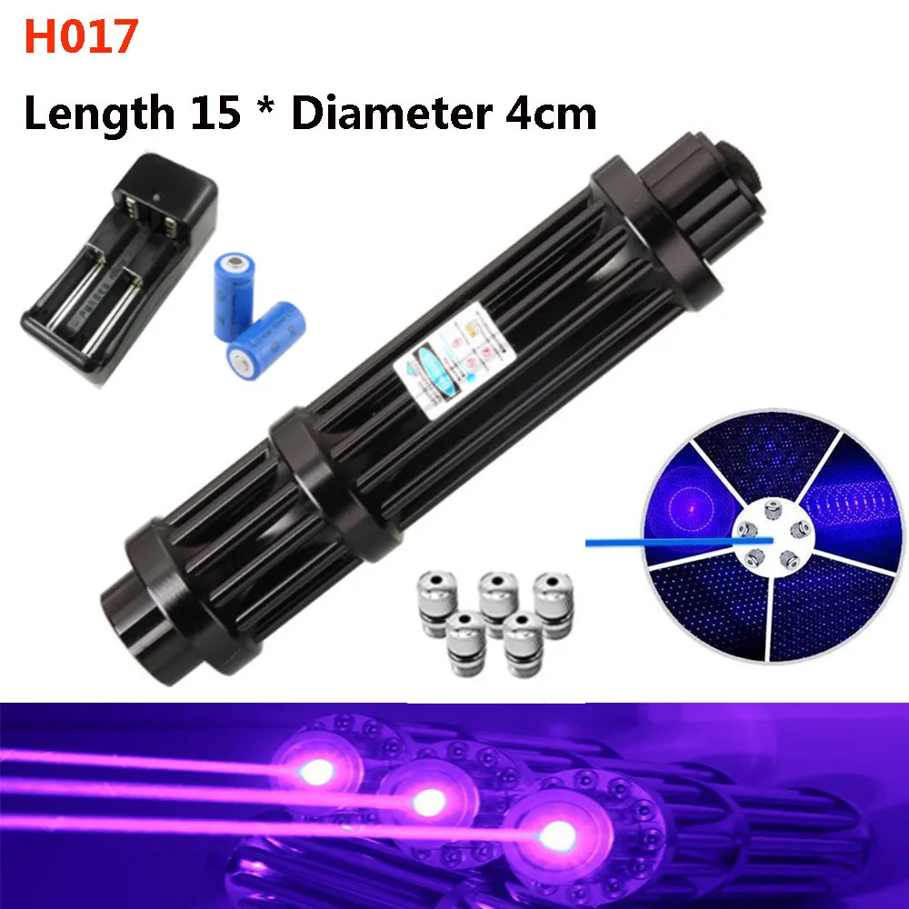 

High-power and powerful blue laser flashlight Burning match/burning cigar/candle 450nm 1000m focusable blue laser pointer