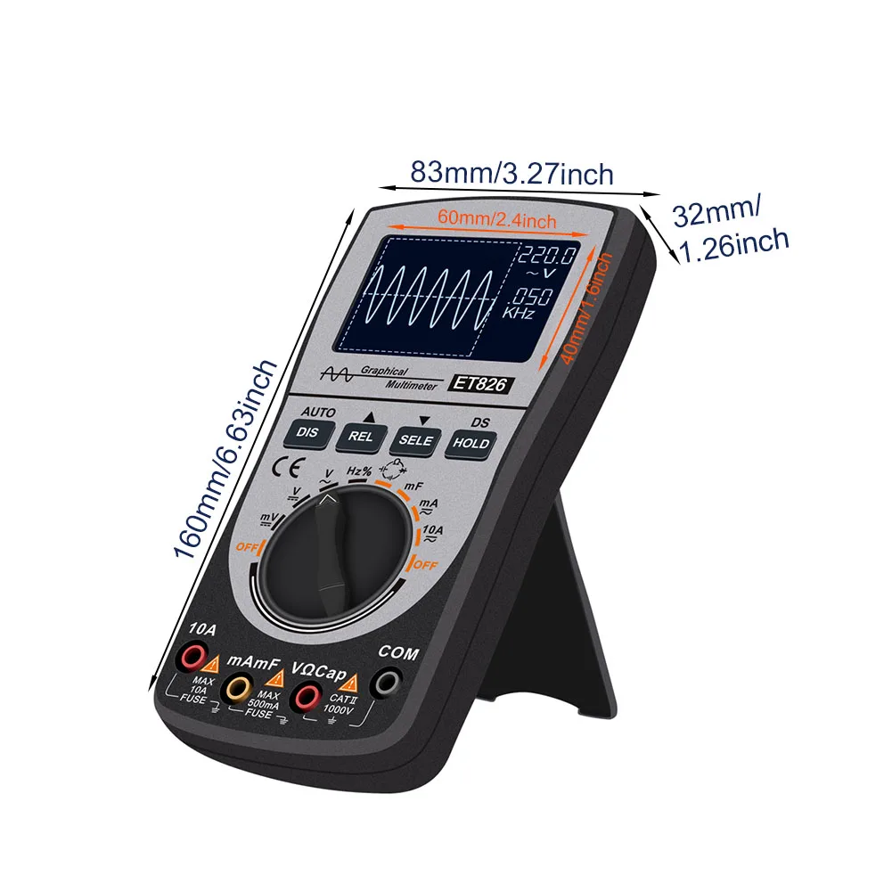 

2 In 1 Oscilloscope Multimeter With Bar Graph Resistance Frequency 4000 Counts Portable 20KHz 200Ksps Intelligent Digital