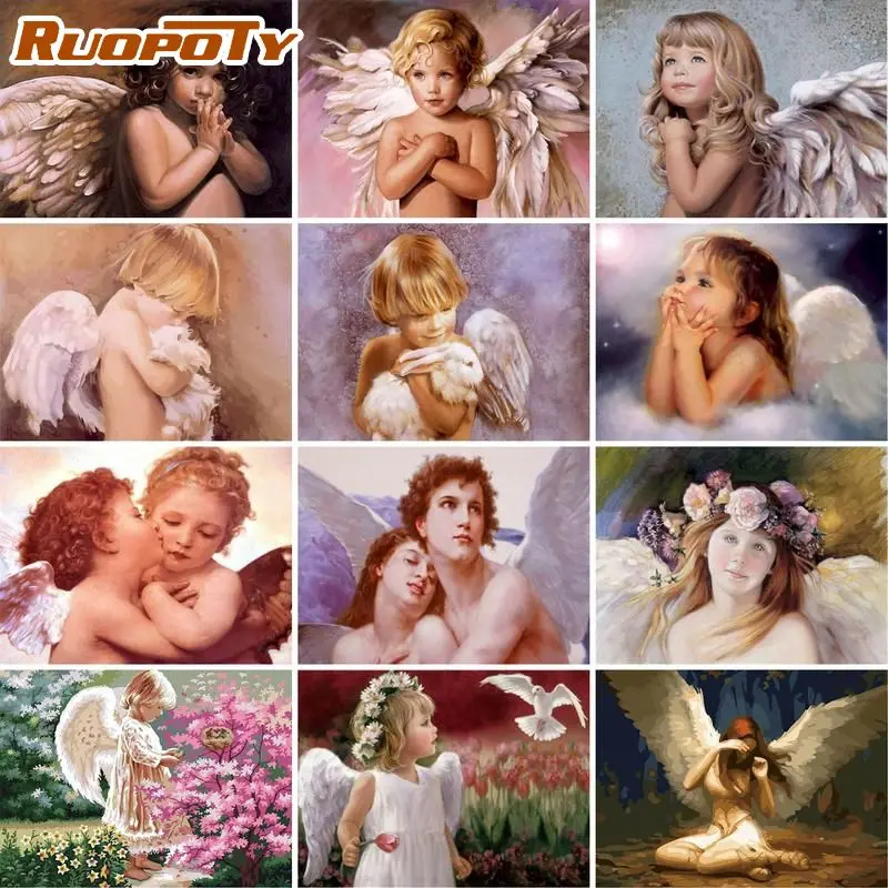 

RUOPOTY 60Ã—75cm Painting By Numbers Girl Angel Paint By Number Figure On Canvas Home Decoration DIY Gift Wall Art Picture