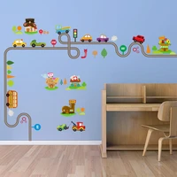 cartoon car road track wall sticker for kids rooms nursery childrens room decor on the wall car murals child gift